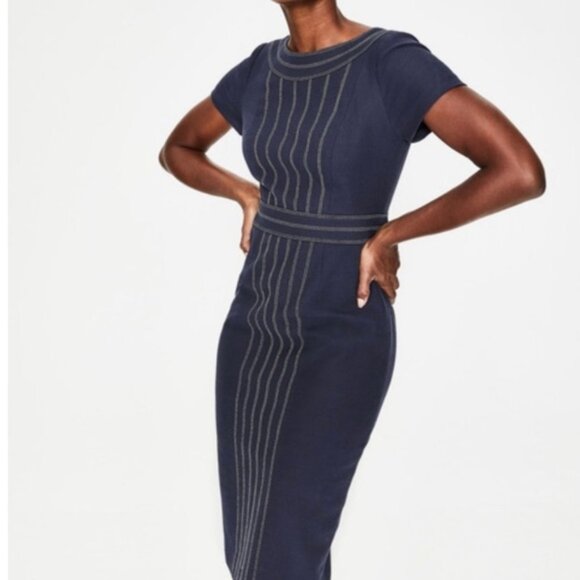 Boden Kitty Textured Dress | 8 Petite | Navy - Picture 2 of 12